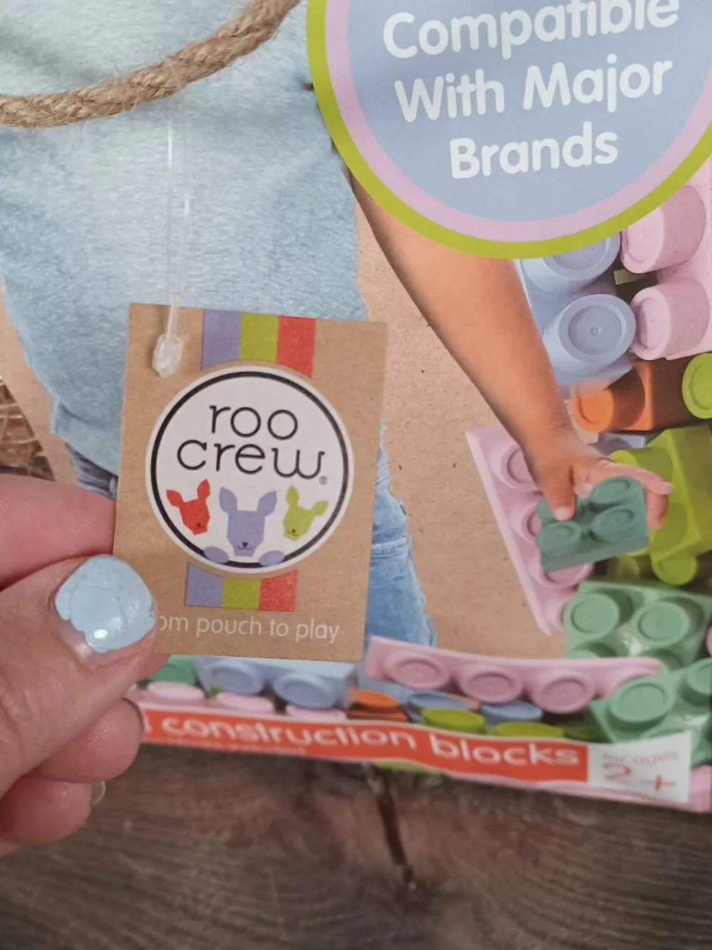 NIB Eco Wood Bag of 70 Construction Building Blocks Roo Crew